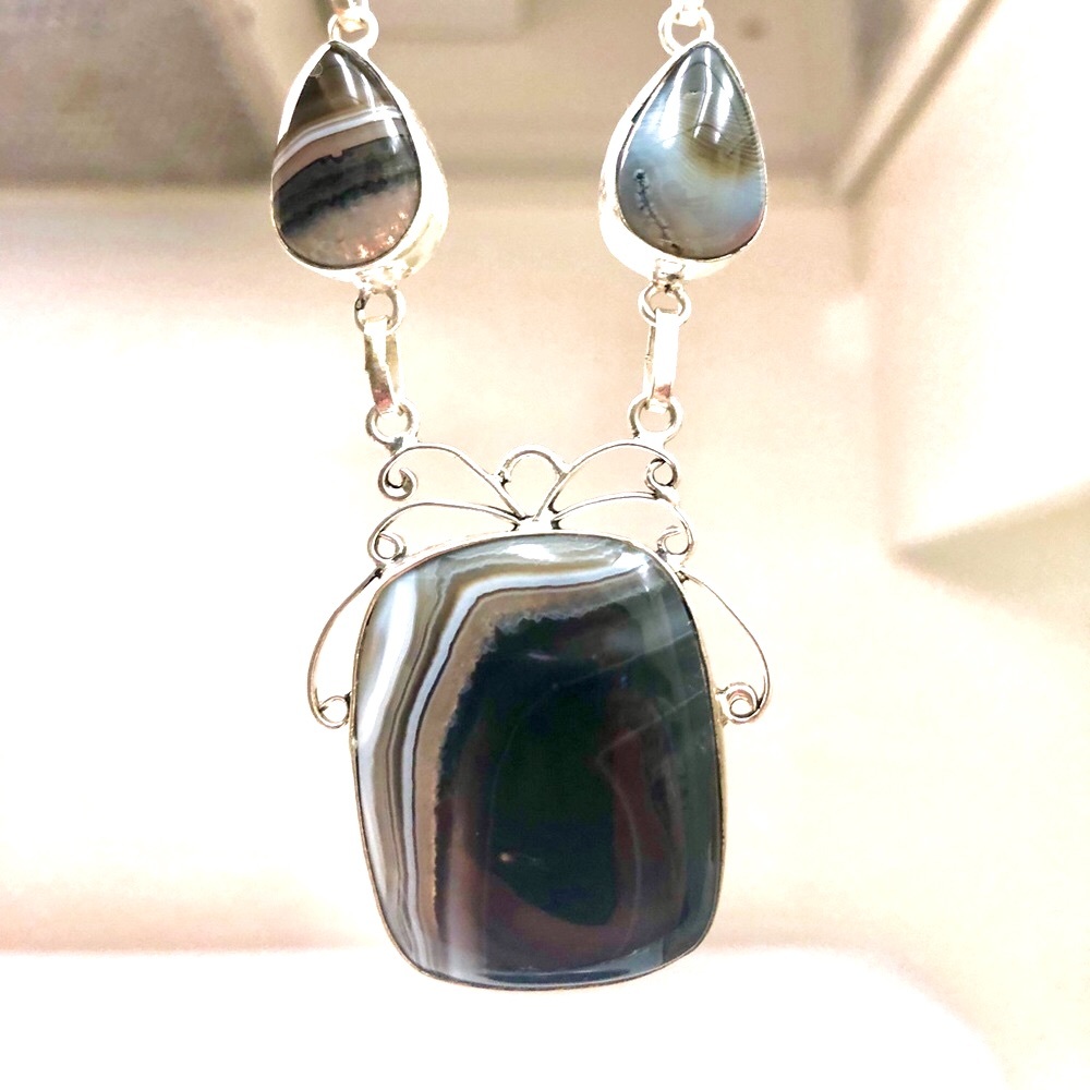 19.5” Sterling Silver Botswana Necklace